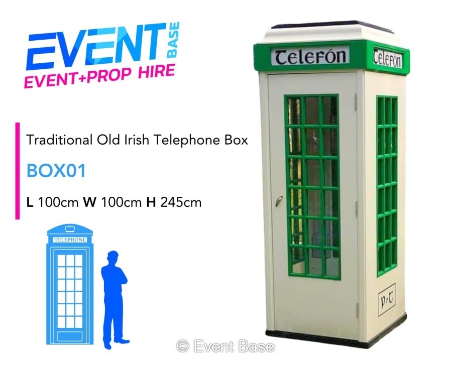 Old Irish Telephone Box Prop Hire Ireland | P&T Telefón Photo Booth